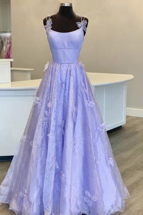 Purple Tulle Long Prom Dress Evening Dress
