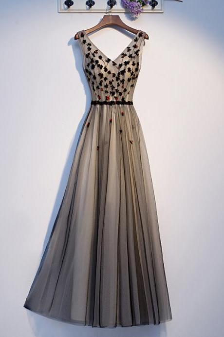 Stylish Tulle Applique Long Prom Dress Evening Dress