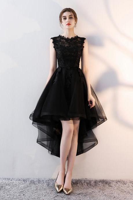 Black Lace High Low Prom Dress Evening Dress
