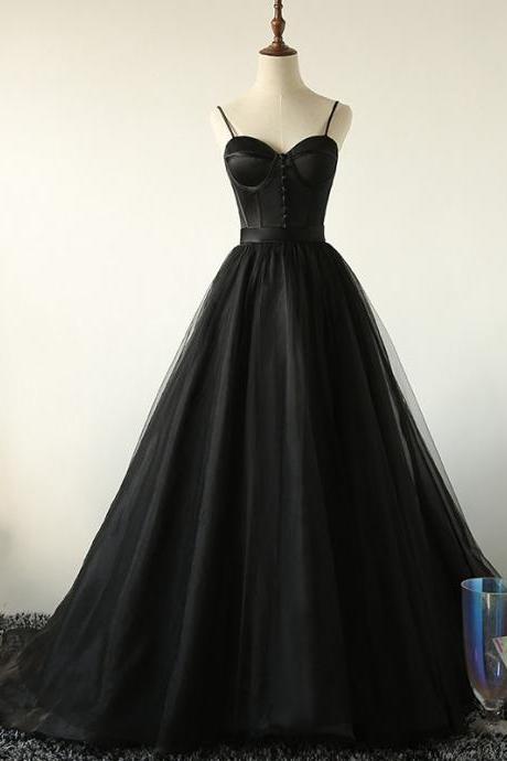 Black Tulle Long Ball Gown Dress