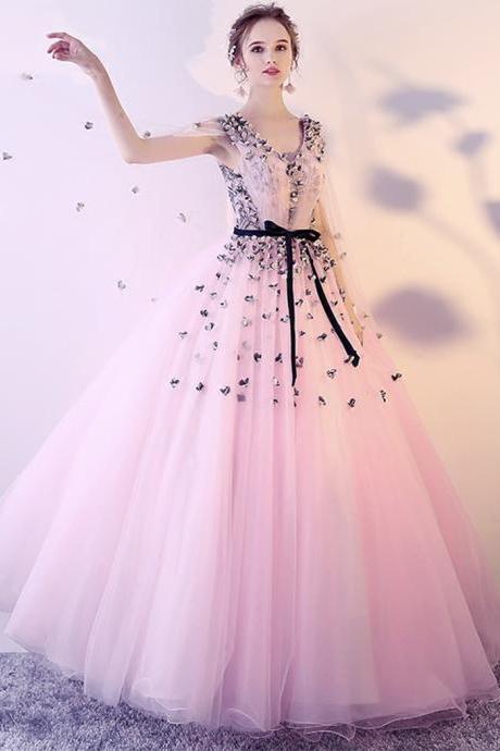 Elegant V Neck Applique Long Ball Gown Dress Formal Dress