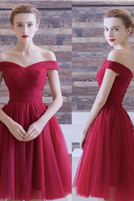 Red Tulle Short Prom Dress Homecoming Dress