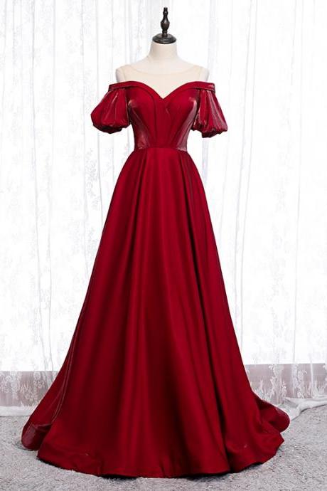 Burgundy Long Prom Dress Simple Evening Dress