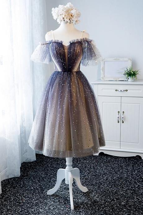 Cute tulle sequins short prom dress homecoming dress