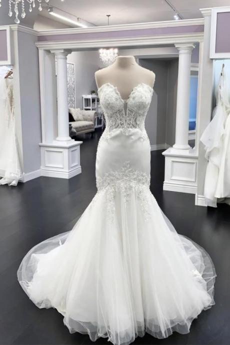 White Lace Long Prom Dress Mermaid Evening Dress