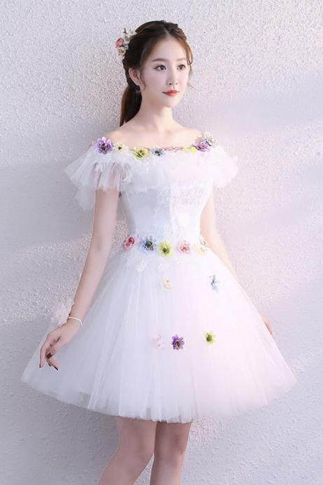 White lace short prom dress homecoming dress