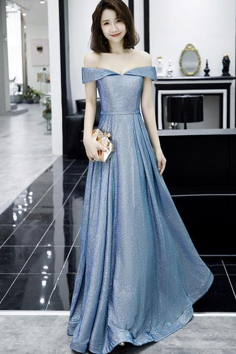 Blue long prom dress evening dress formal dress