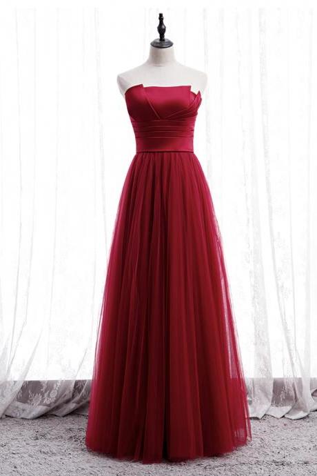 Simple Satin Tulle Long Prom Dress Evening Dress