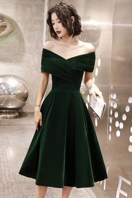 Green Velvet Short Prom Dress Homecoming Dress