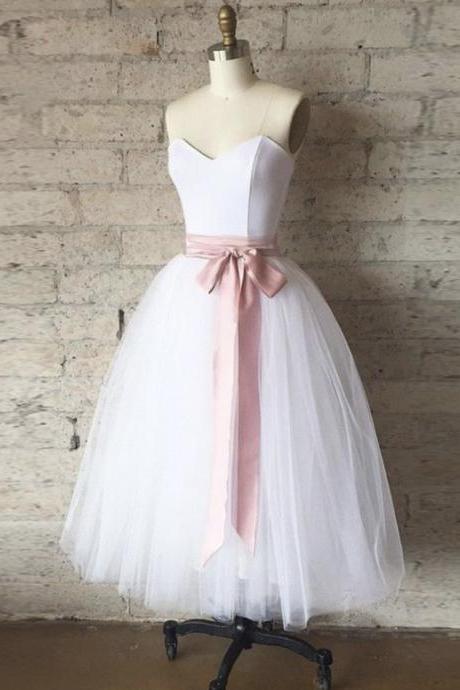 White Tulle Short Prom Dress White Party Dress