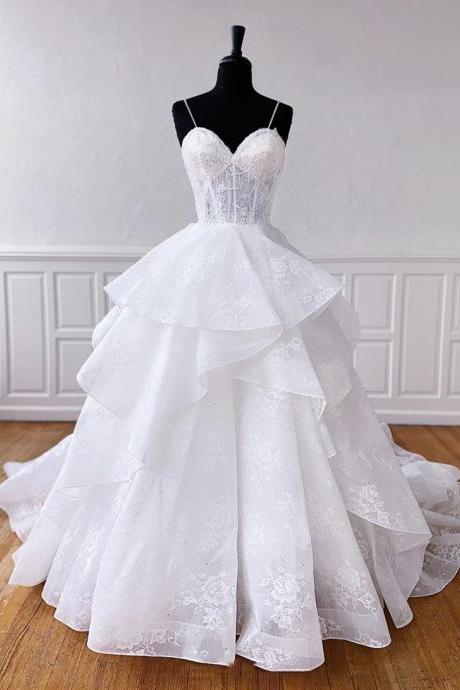 White lace long prom dress lace evening dress