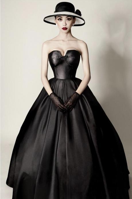 Mysterious Black Long Prom Dress Black Formal Dress