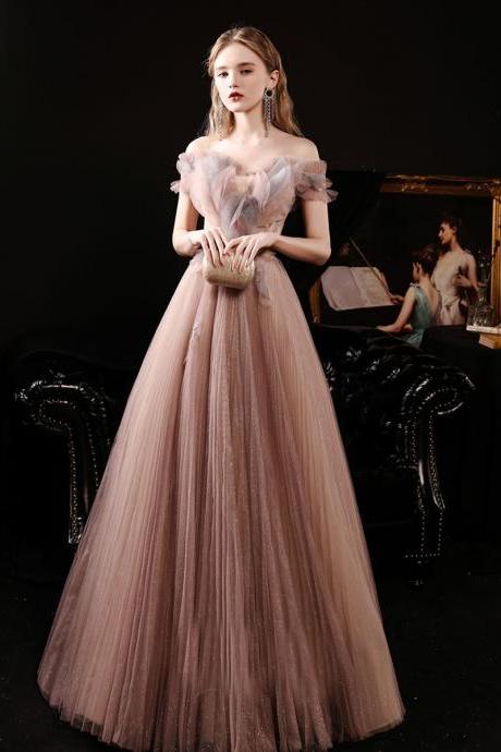 Unique Tulle Long Prom Dress A Line Evening Dress
