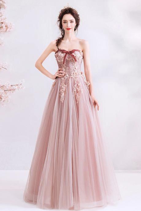 Cute Tulle Lace Long A Line Prom Dress Evening Dress