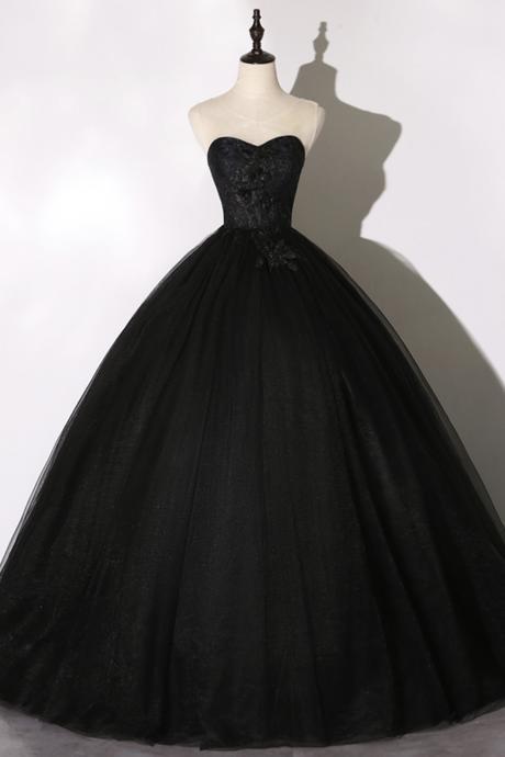 Black Lace Long Ball Gown Dress A Line Formal Dress
