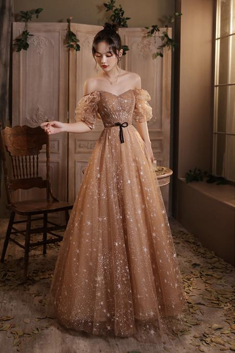Shiny A Line Sequins Long Prom Dress Evening Dress