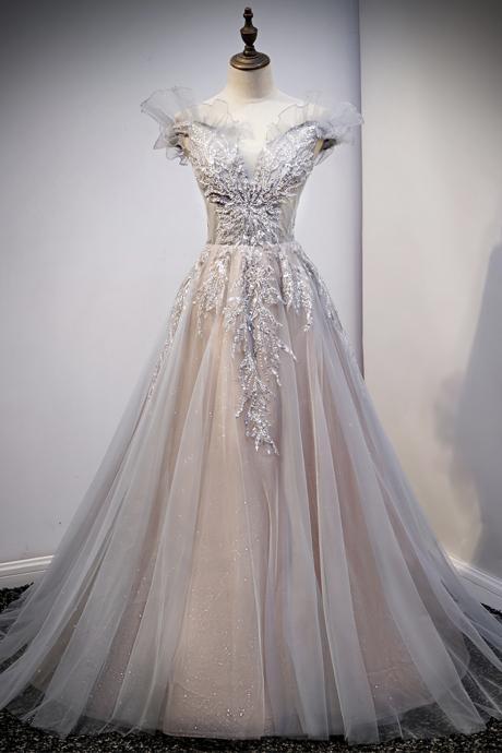 Cute Lace Long A Line Prom Dress Evening Dress