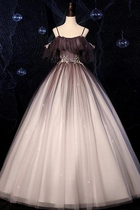 A Line Tulle Long A Line Prom Dress Formal Gown
