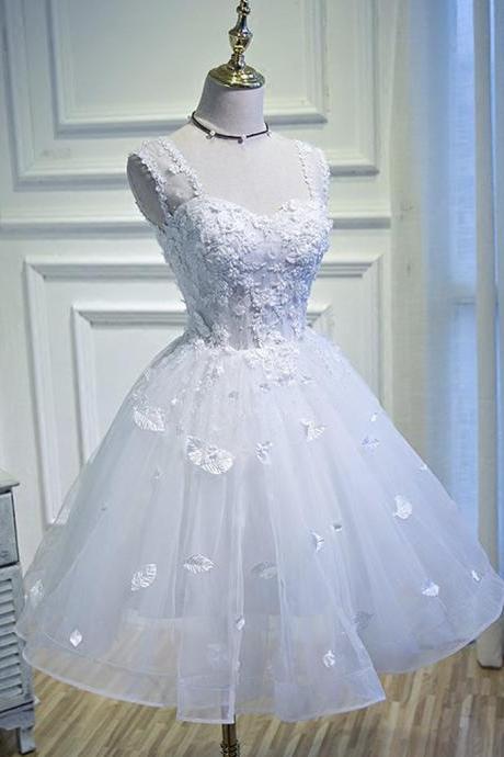 White Lace Tulle Long Prom Dress Cocktail Dress