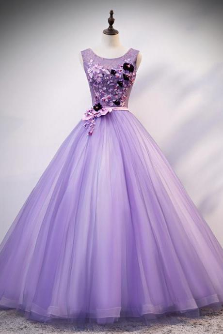 Purple Lace Long Ball Gown Dress Formal Dress