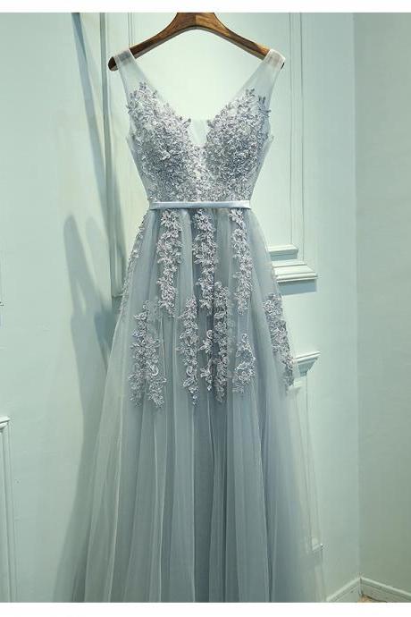Cute Lace Long A Line Prom Dress Lace Evening Dress