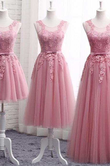 Cute Lace A Line Prom Dress Bridesmaid Dress