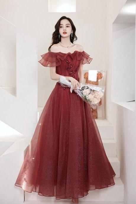 Shiny Tulle Seqins Long A Line Prom Dress Evening Dress