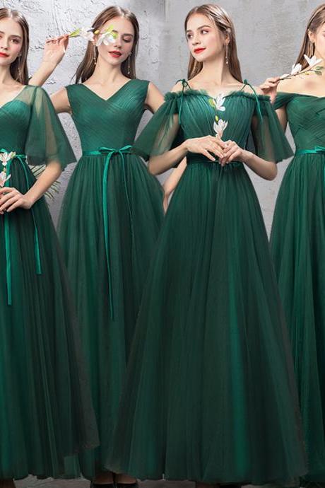 Green Tulle Long A Line Prom Dress Cute Evening Dress