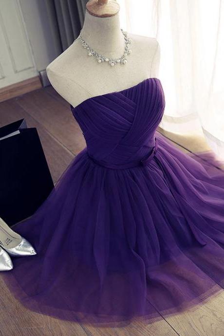 Lovely A Line Strapless Party Dress Homecoming Dress