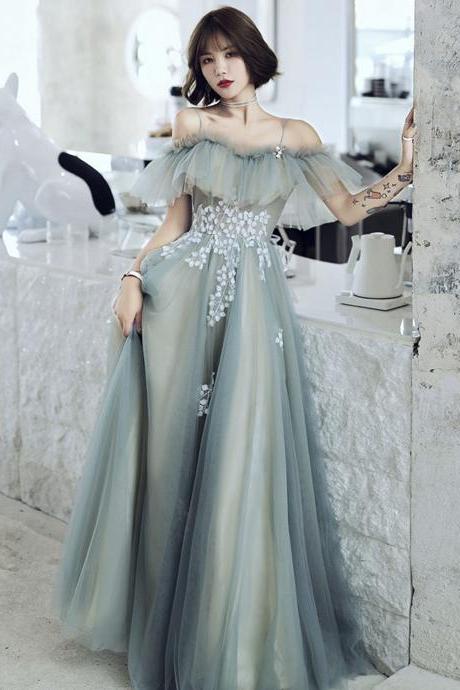 Cute Tulle Lace Long Prom Dress Evening Dress