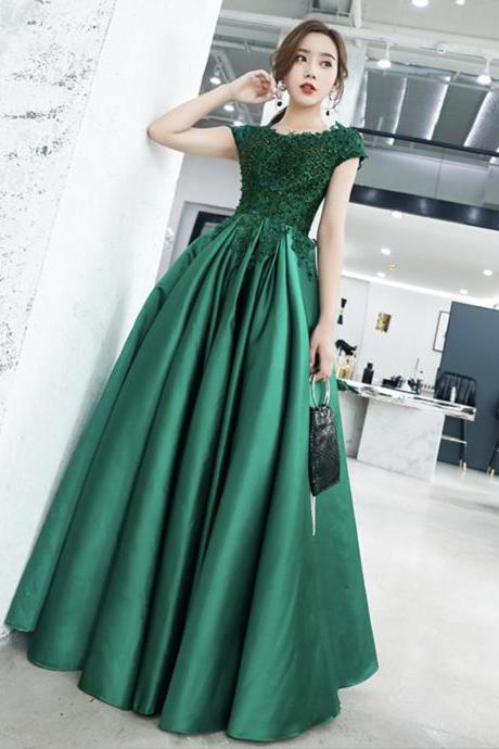 Cute Satin Lace Long Prom Gown Evening Dress