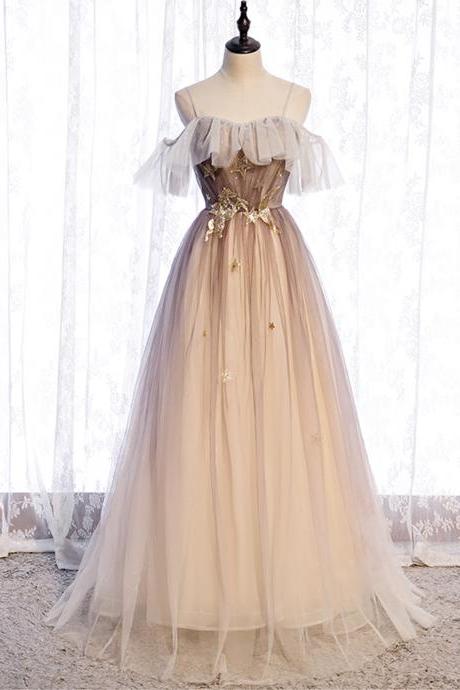 Cute Tulle Long A Line Prom Gown Evening Dress