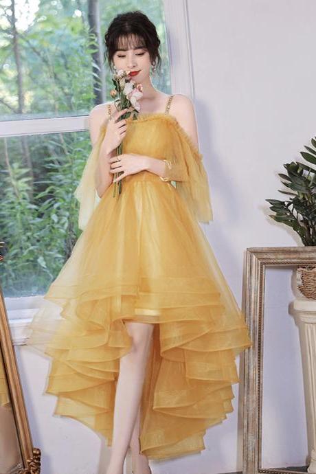 Yellow Tulle Short Prom Dress Yelloe Coaktail Dress