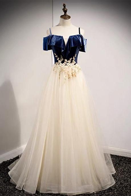 Cute Tulle Lace Long A Line Prom Dress Evening Gown