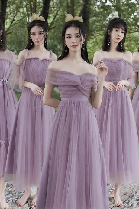 Purple Tulle Short Prom Dress Bridesmaid Dress