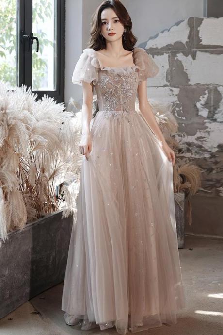 Cute Tulle Lace Long Prom Dress Bridesmaid Dress