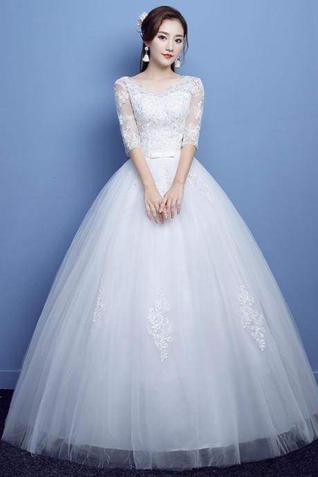 White Tulle Lace Long Ball Gown Dress Wedding Dress