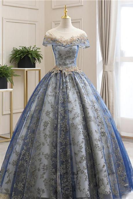 Stylish Tulle Lace Long Prom Gown Formal Dress