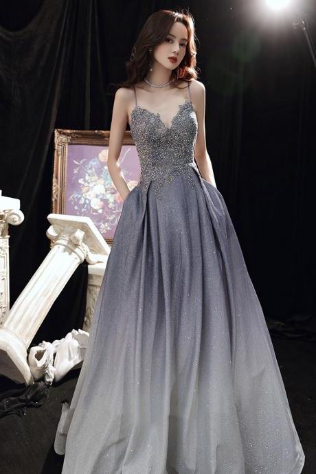 Elegant V Neck Lace Long Ball Gown Dress A Line Evening Gown