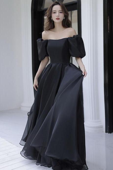 Black Tulle Long Prom Dress A Line Evening Gown