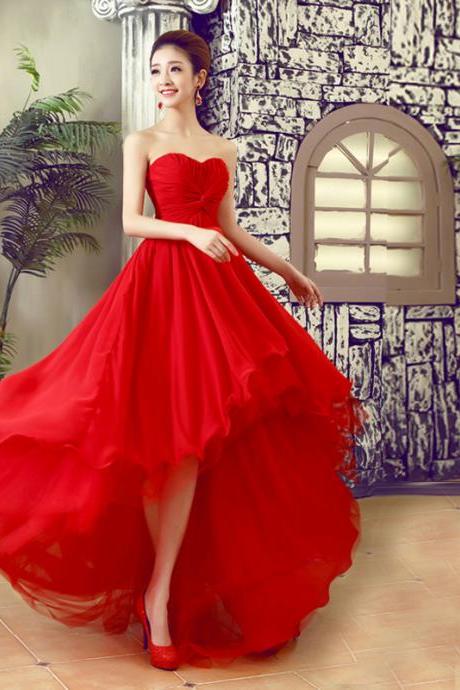 Red Chiffon Long Prom Dress Red Evening Dress