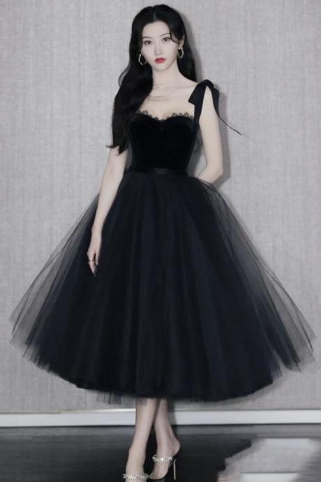 Black Velvet Tulle Short Prom Dress Homecoming Dress