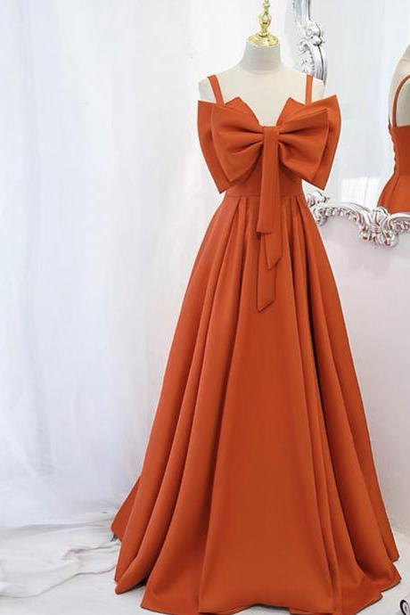 Lovely bow A line long prom dress evening dress