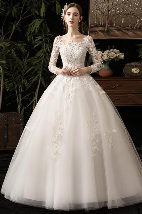 White Tulle Lace Long Prom Dress White Evening Dress