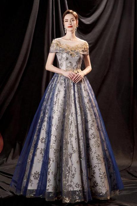Shiny sequins long ball gown dress formal dress
