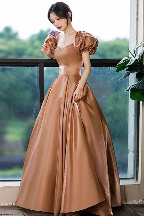 Lovely A line satin long prom gown princess dress
