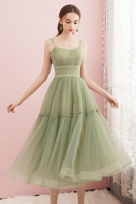 Cute Green Tulle Short Prom Dress, Green Evening Dress