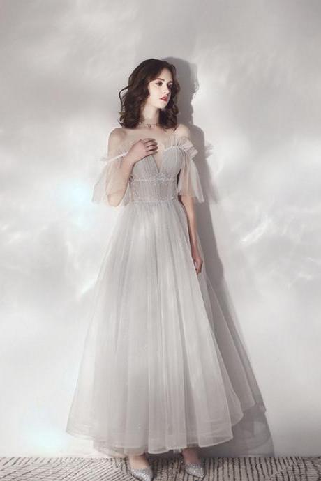 Cute Tulle Long Prom Dress A Lin Eevening Dress