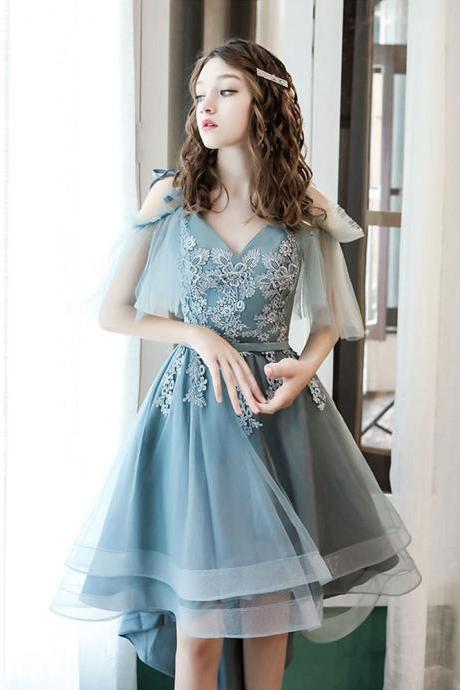 Cute Tulle Lace High Low Prom Dress Homecoming Dress