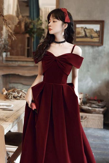 Burgundy velvet short prom dress homecoming dress